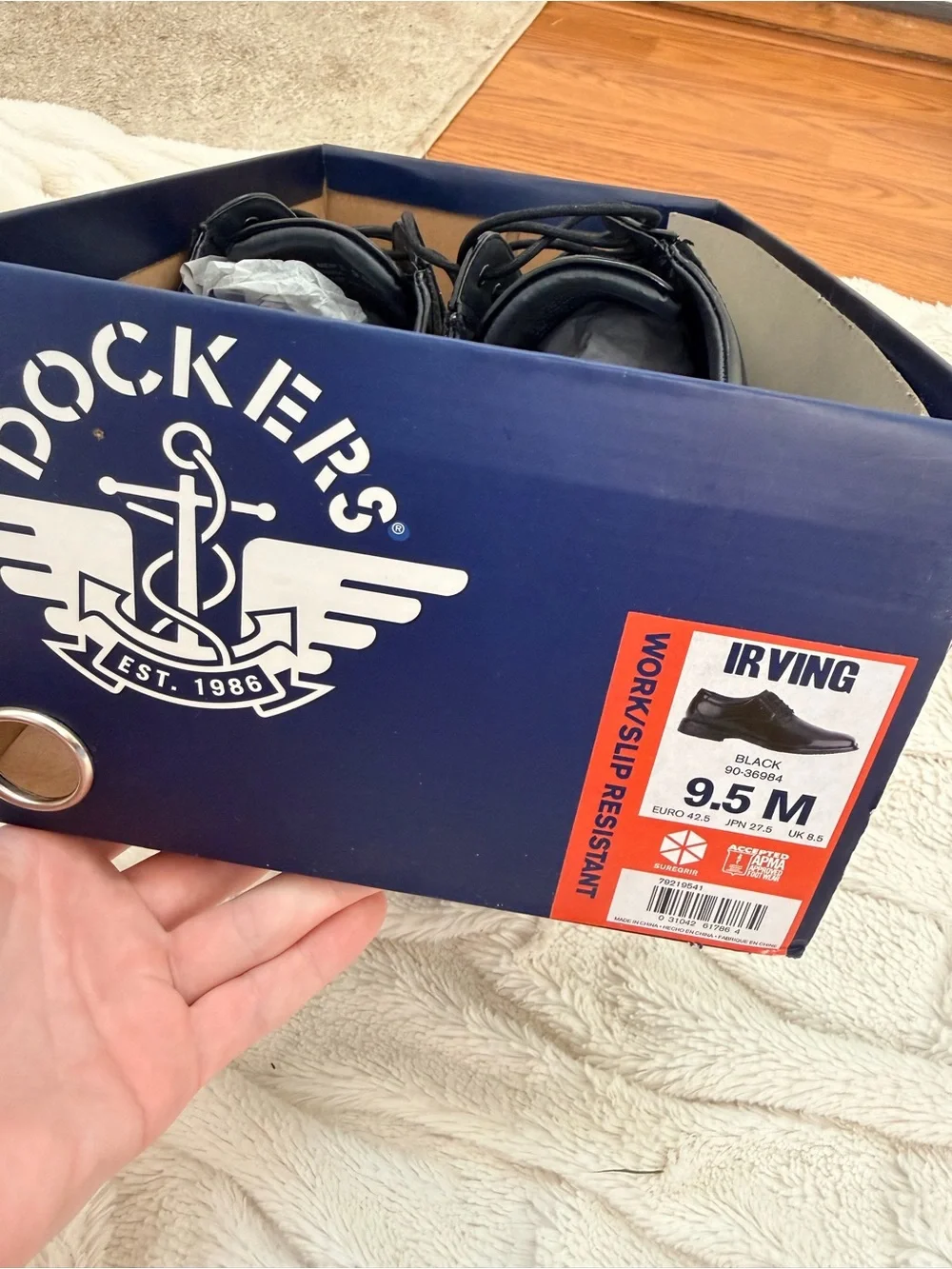 NIB Dockers Irving slip-resistant leather work shoes black men’s Sz 9.5